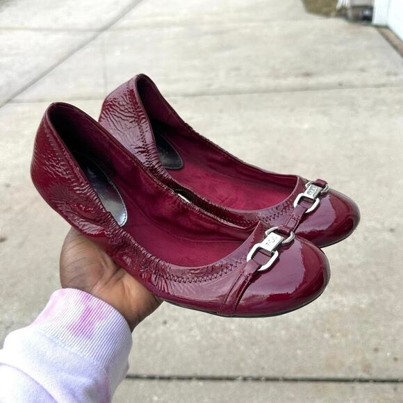 Lauren Ralph Lauren Betsy Women’s Patent Leather Ballet Flats Size 11 Berry Red - Picture 8 of 9